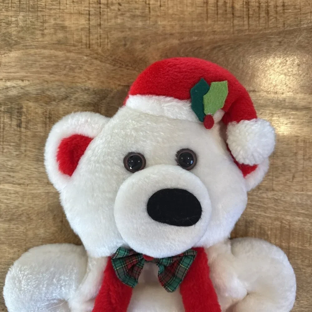 1985 Rennoc Santa’s Best 3D White Teddy Bear Plush Christmas Stocking 21